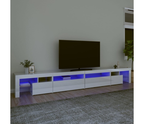 Mueble de TV con luces LED blanco brillante 290x36,5x40 cm