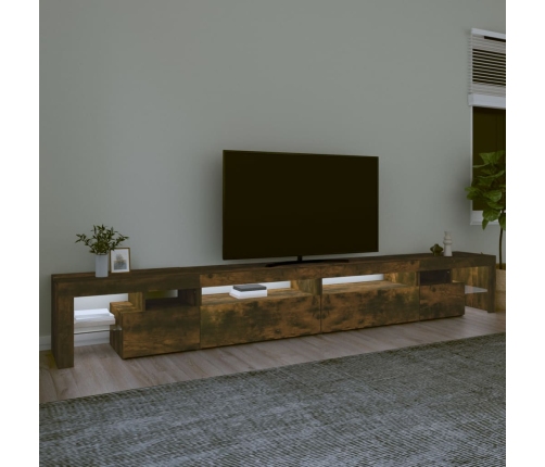 Mueble de TV con luces LED color roble ahumado 290x36,5x40 cm