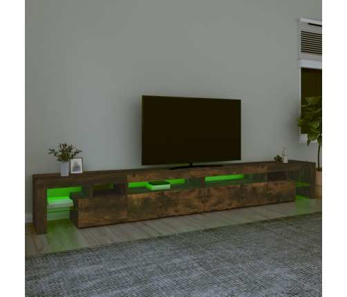 Mueble de TV con luces LED color roble ahumado 290x36,5x40 cm