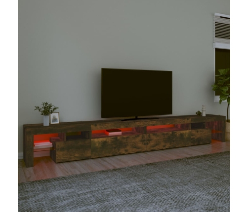 Mueble de TV con luces LED color roble ahumado 290x36,5x40 cm