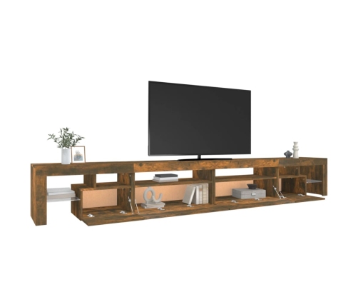 Mueble de TV con luces LED color roble ahumado 290x36,5x40 cm