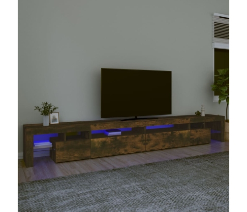 Mueble de TV con luces LED color roble ahumado 290x36,5x40 cm