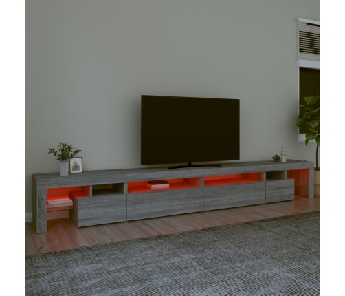 vidaXL Mueble de TV con luces LED gris Sonoma 290x36,5x40 cm