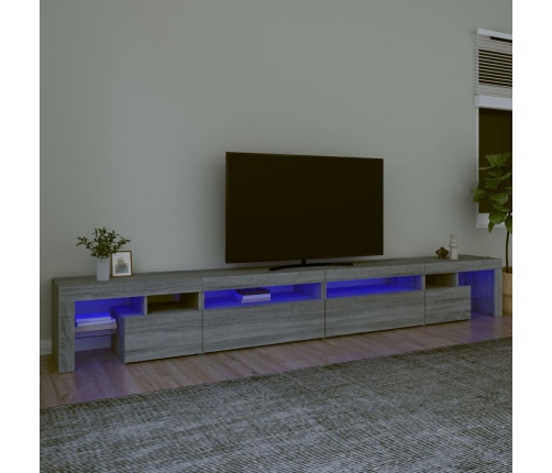 vidaXL Mueble de TV con luces LED gris Sonoma 290x36,5x40 cm