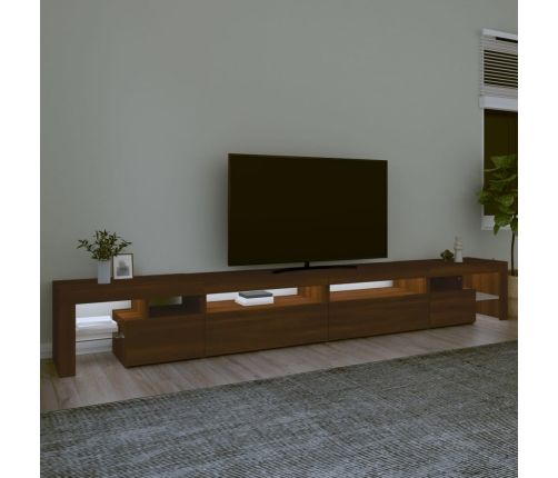 Mueble de TV con luces LED marrón roble 290x36,5x40 cm