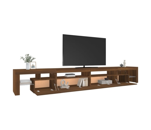 Mueble de TV con luces LED marrón roble 290x36,5x40 cm