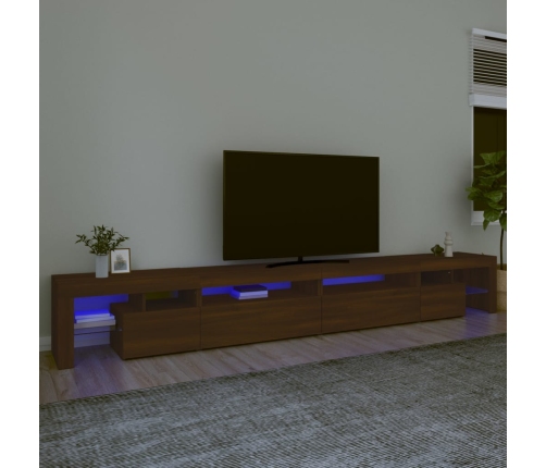 Mueble de TV con luces LED marrón roble 290x36,5x40 cm