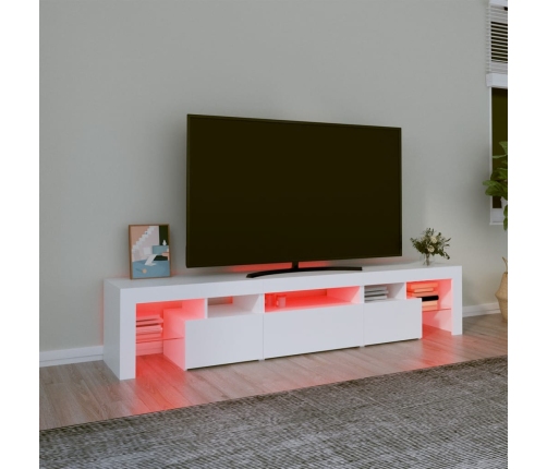 Mueble de TV con luces LED blanco 200x36,5x40 cm