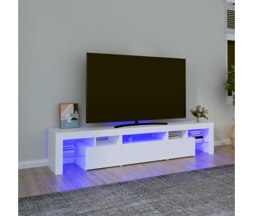 Mueble de TV con luces LED blanco 200x36,5x40 cm