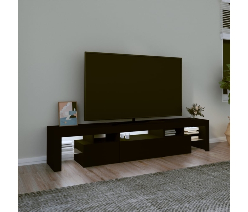 Mueble de TV con luces LED Negro 200x36,5x40 cm