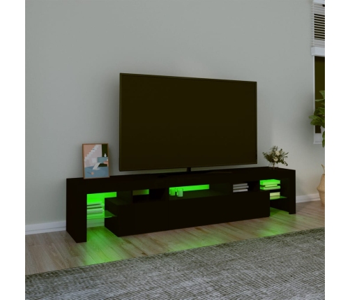 Mueble de TV con luces LED Negro 200x36,5x40 cm