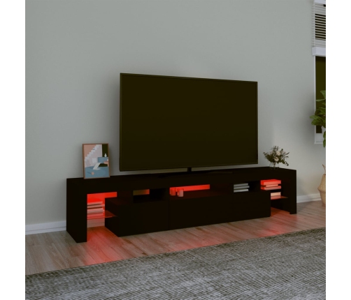 Mueble de TV con luces LED Negro 200x36,5x40 cm