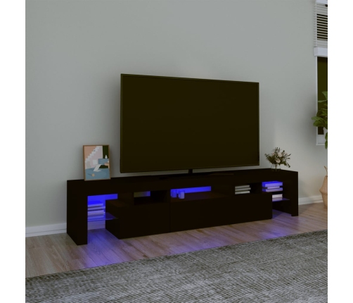 Mueble de TV con luces LED Negro 200x36,5x40 cm