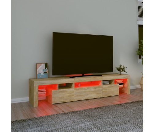 Mueble de TV con luces LED roble Sonoma 200x36,5x40 cm