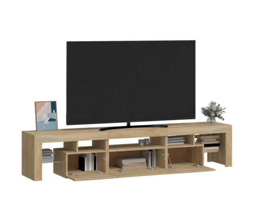 Mueble de TV con luces LED roble Sonoma 200x36,5x40 cm