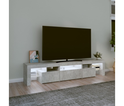 Mueble de TV con luces LED gris hormigón 200x36,5x40 cm