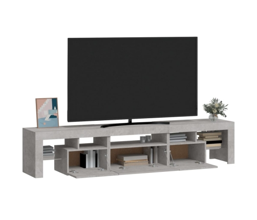 Mueble de TV con luces LED gris hormigón 200x36,5x40 cm