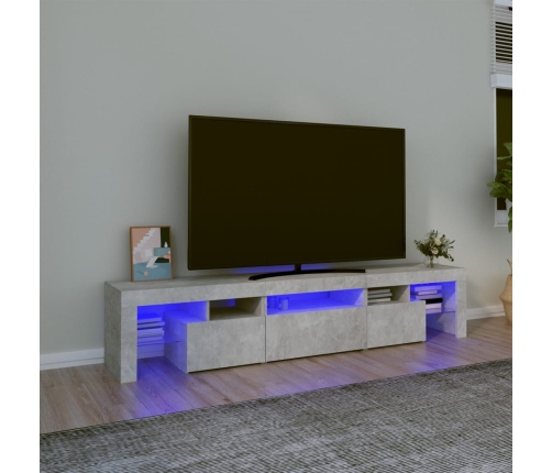 Mueble de TV con luces LED gris hormigón 200x36,5x40 cm