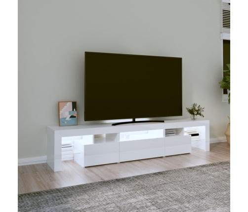 Mueble de TV con luces LED blanco brillante 200x36,5x40 cm