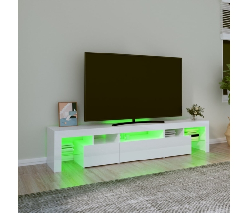 Mueble de TV con luces LED blanco brillante 200x36,5x40 cm