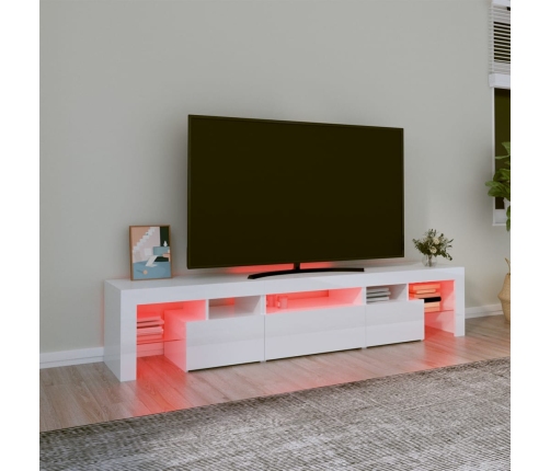 Mueble de TV con luces LED blanco brillante 200x36,5x40 cm