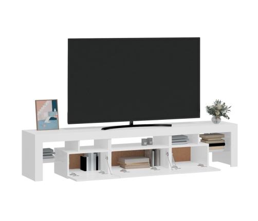 Mueble de TV con luces LED blanco brillante 200x36,5x40 cm