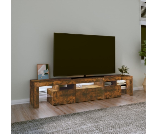 Mueble de TV con luces LED color roble ahumado 200x36,5x40 cm