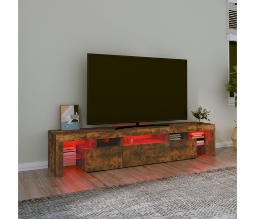 Mueble de TV con luces LED color roble ahumado 200x36,5x40 cm