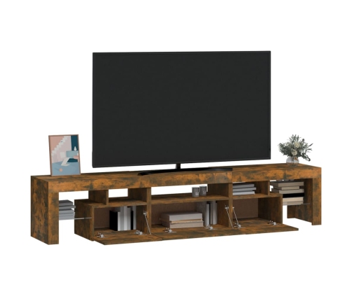 Mueble de TV con luces LED color roble ahumado 200x36,5x40 cm