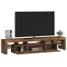 Mueble de TV con luces LED color roble ahumado 200x36,5x40 cm