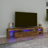 Mueble de TV con luces LED color roble ahumado 200x36,5x40 cm