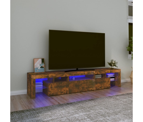 Mueble de TV con luces LED color roble ahumado 200x36,5x40 cm