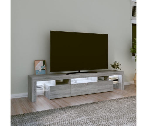 Mueble de TV con luces LED gris Sonoma 200x36,5x40 cm