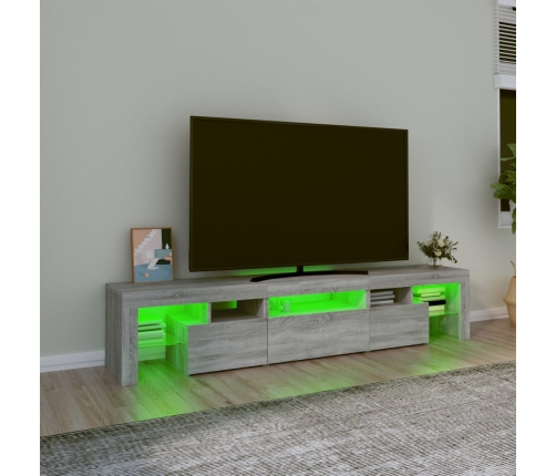 Mueble de TV con luces LED gris Sonoma 200x36,5x40 cm