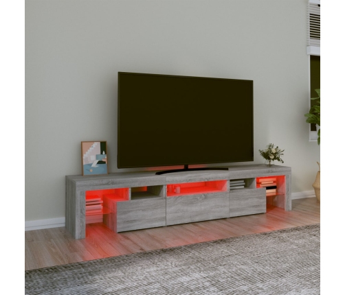 Mueble de TV con luces LED gris Sonoma 200x36,5x40 cm