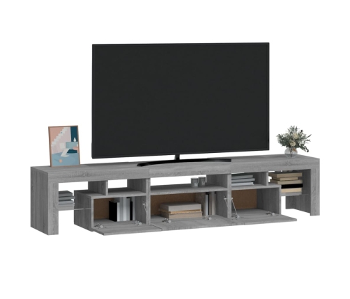 Mueble de TV con luces LED gris Sonoma 200x36,5x40 cm