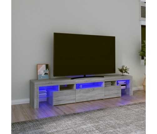 Mueble de TV con luces LED gris Sonoma 200x36,5x40 cm