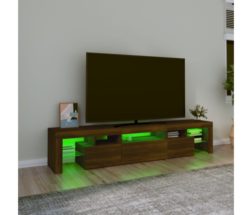 vidaXL Mueble de TV con luces LED marrón roble 200x36,5x40 cm