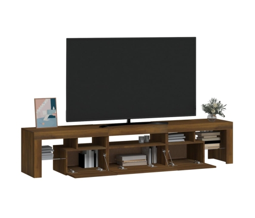 vidaXL Mueble de TV con luces LED marrón roble 200x36,5x40 cm