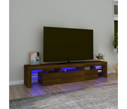 vidaXL Mueble de TV con luces LED marrón roble 200x36,5x40 cm