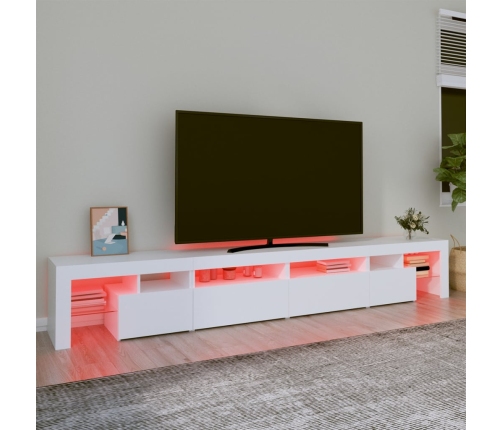 Mueble de TV con luces LED blanco 260x36,5x40 cm