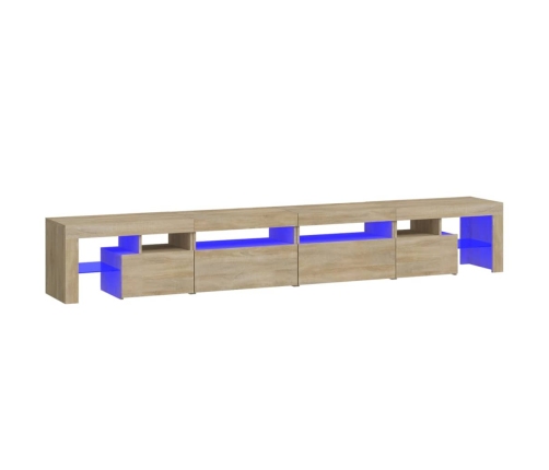 vidaXL Mueble de TV con luces LED roble Sonoma 260x36,5x40 cm