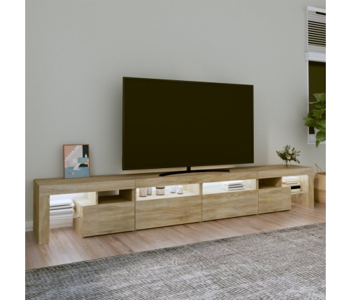 vidaXL Mueble de TV con luces LED roble Sonoma 260x36,5x40 cm