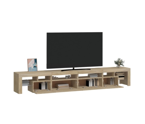 vidaXL Mueble de TV con luces LED roble Sonoma 260x36,5x40 cm