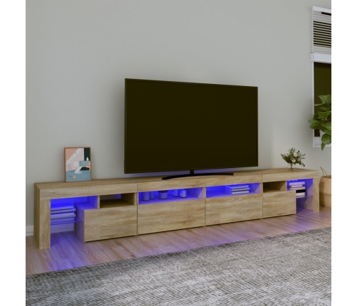 vidaXL Mueble de TV con luces LED roble Sonoma 260x36,5x40 cm