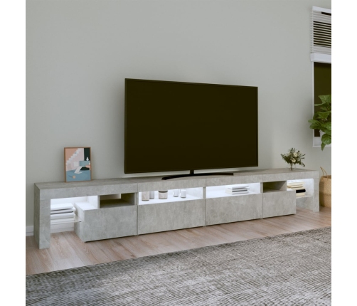 vidaXL Mueble de TV con luces LED gris hormigón 260x36,5x40 cm