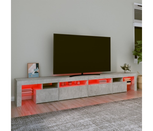 vidaXL Mueble de TV con luces LED gris hormigón 260x36,5x40 cm