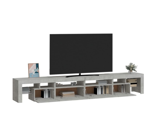 vidaXL Mueble de TV con luces LED gris hormigón 260x36,5x40 cm