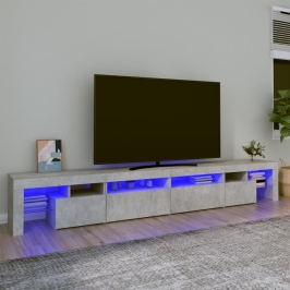 Mueble de TV con luces LED gris hormigón 260x36,5x40 cm