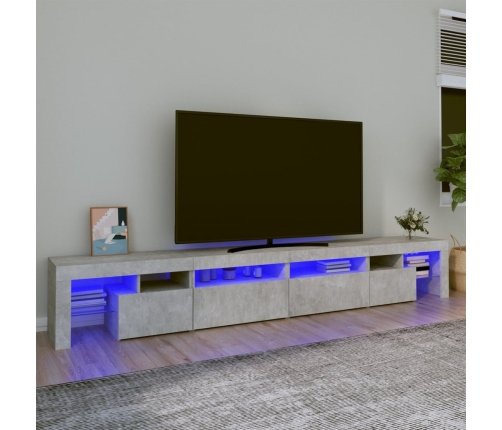 vidaXL Mueble de TV con luces LED gris hormigón 260x36,5x40 cm